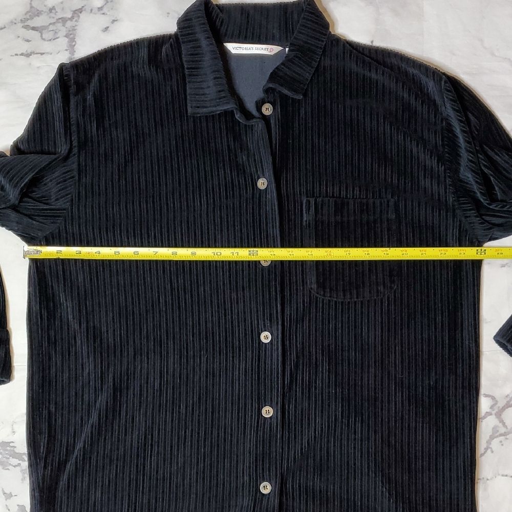 Victoria's Secret Black Velvet Button Down Shirt - Picture 3 of 5